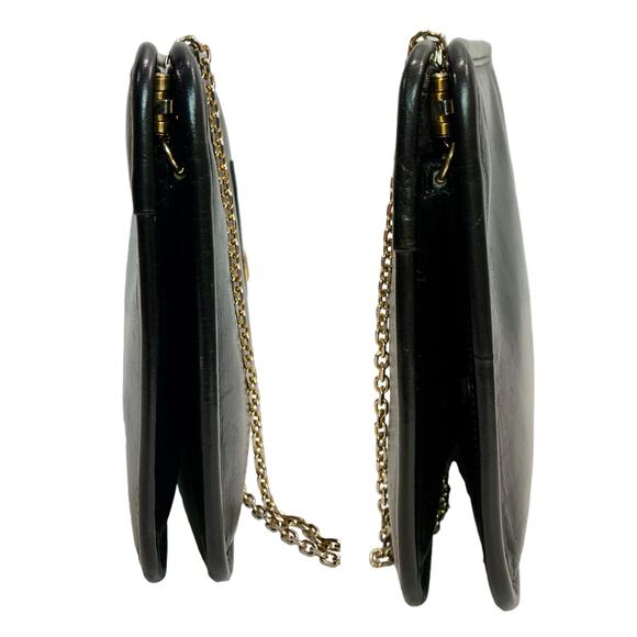 70s MOD Pierre Cardin Black Leather Shoulder Bag Gold Logo & Chain - Picture 6 of 10